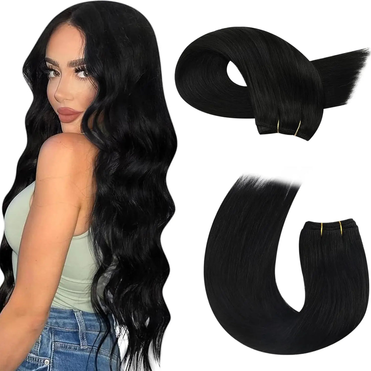 Brazilian Human Hair Wefts, Machine Weft Remy Straight Sew-In Bundles 100g