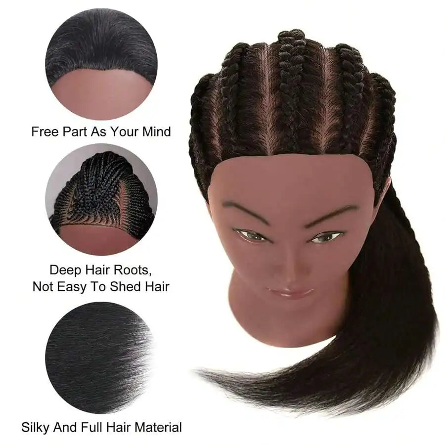 100% Real Hair Mannequin Head 16' Human Hairdresser Training Practice Professional Cosmetology