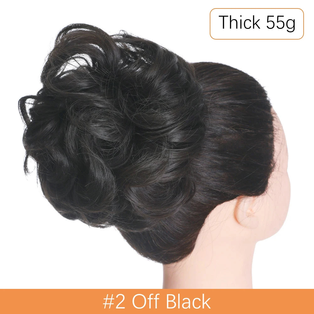 Synthetic Messy Bun Chignon Scrunchies, Wrap Curly Ponytail Hairpiece