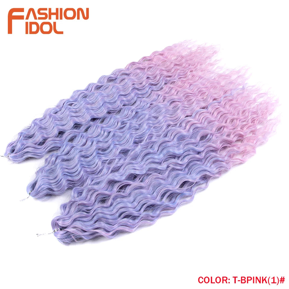 Synthetic Twist Crochet Curly Hair Water Wave Braid Ombre Blonde Brown Deep