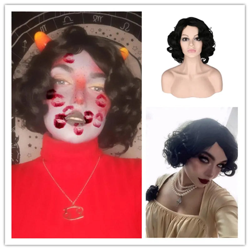 Classic Curly Wig Hair Synthetic Natural Cosplay Brown WIth Blonde Heat Resistant Daily Wigs