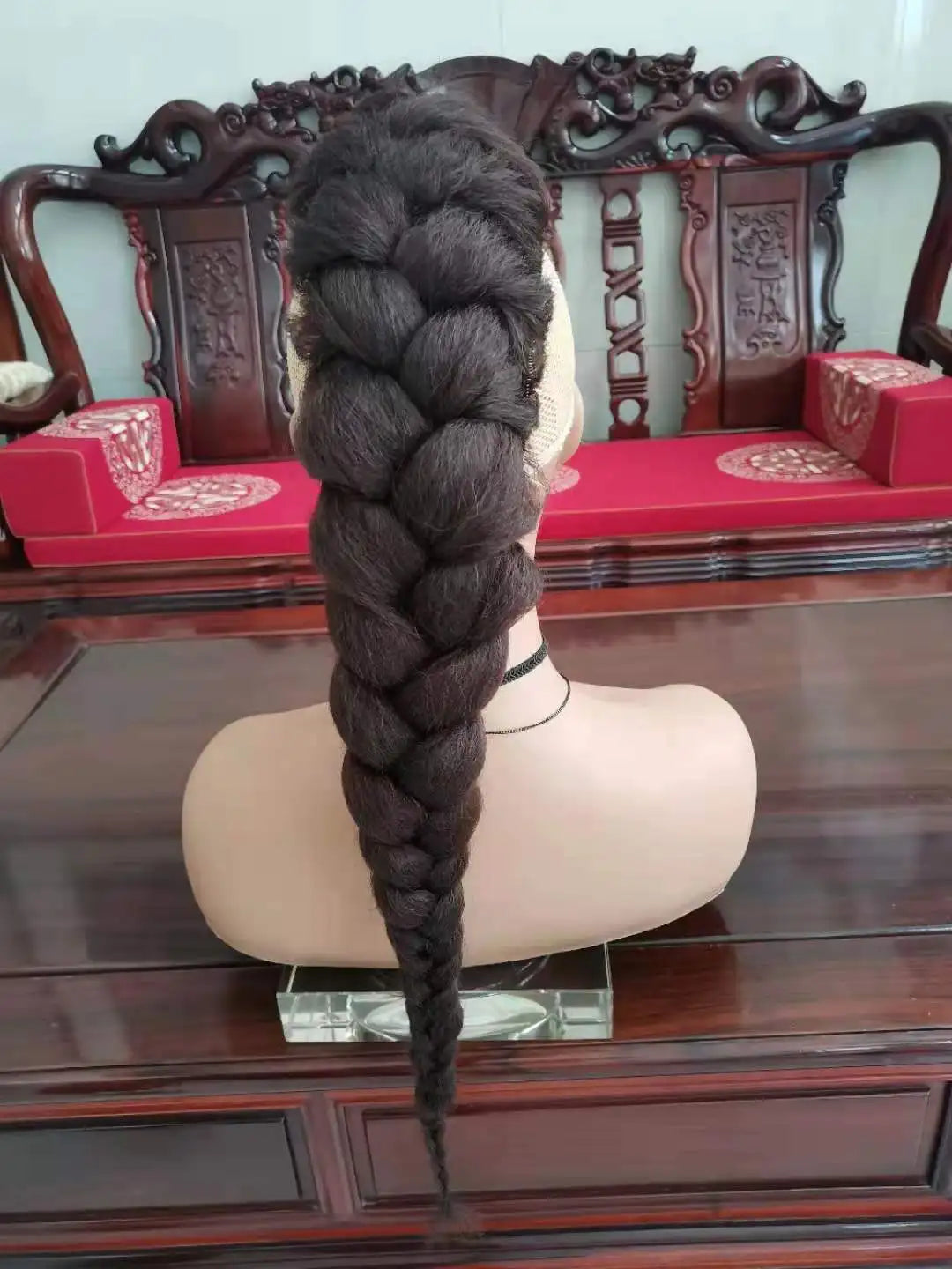 Synthetic Braided Ponytail Hair Extensions Long Length Braids Clip in Hairpieces To