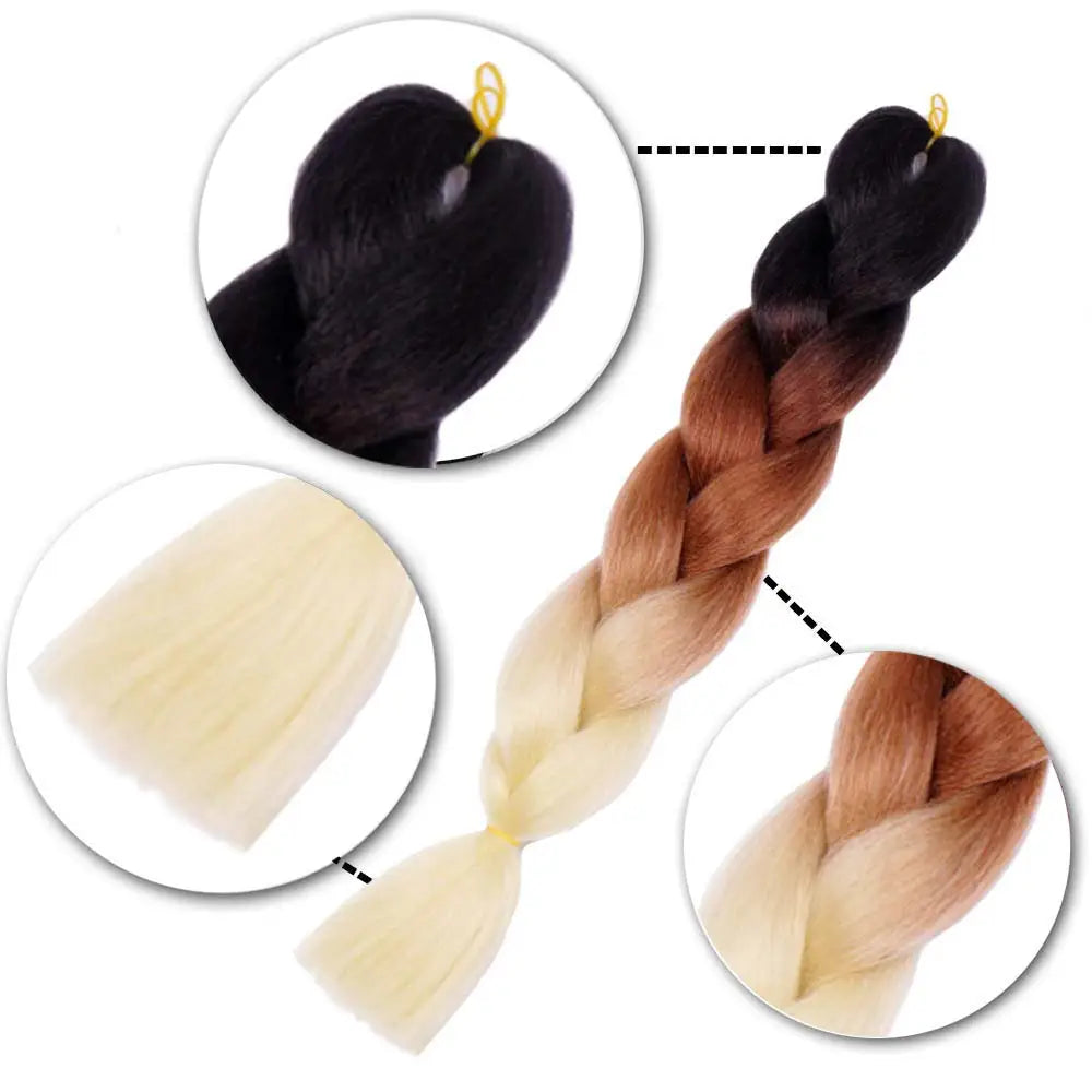 Ombre Jumbo Braiding Hair, Synthetic, 24 Inch, 6-Pack