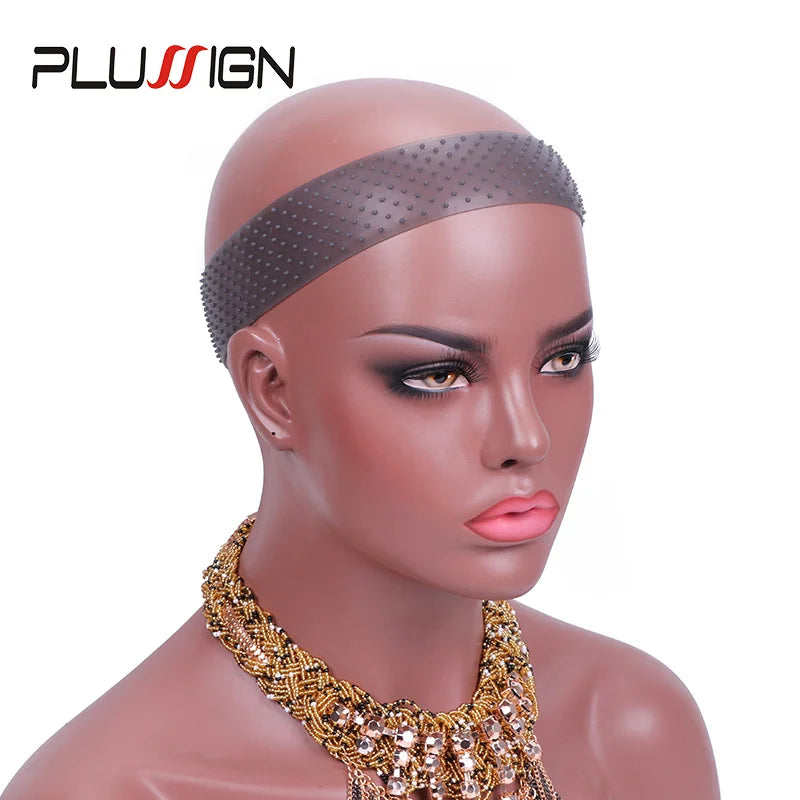5Pcs/Lot Silicone Wig Grip Band Transparent Brown Silicone Sweatproof Seamless Wig Headbands Unisex Drop-Shaped Elastic Band
