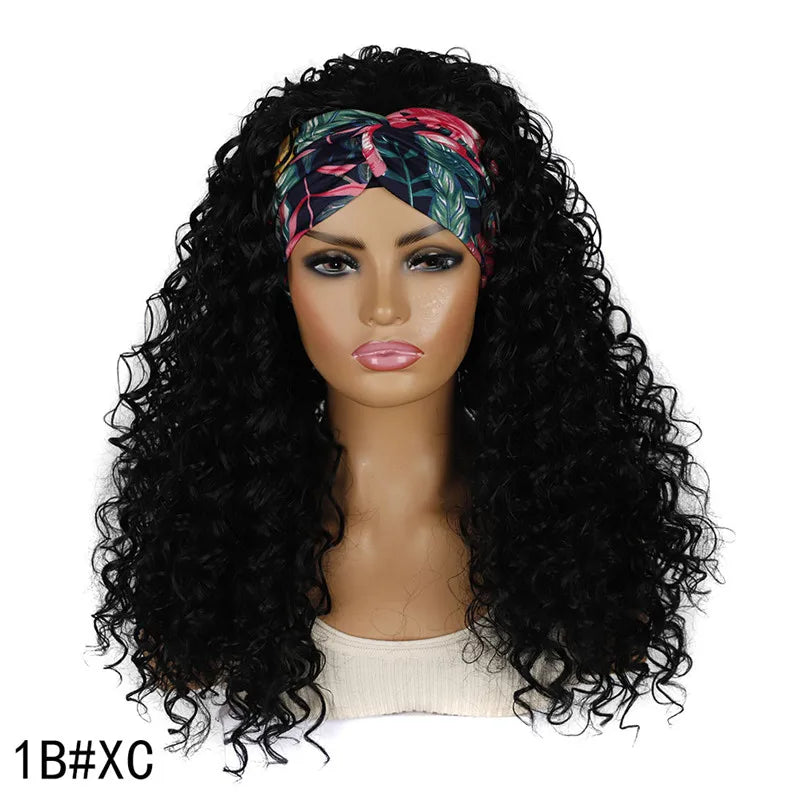 Synthetic Deep Curly Wigs Headband Wig Female Black/613/27/99J Blonde Wig Women Headband Wigs