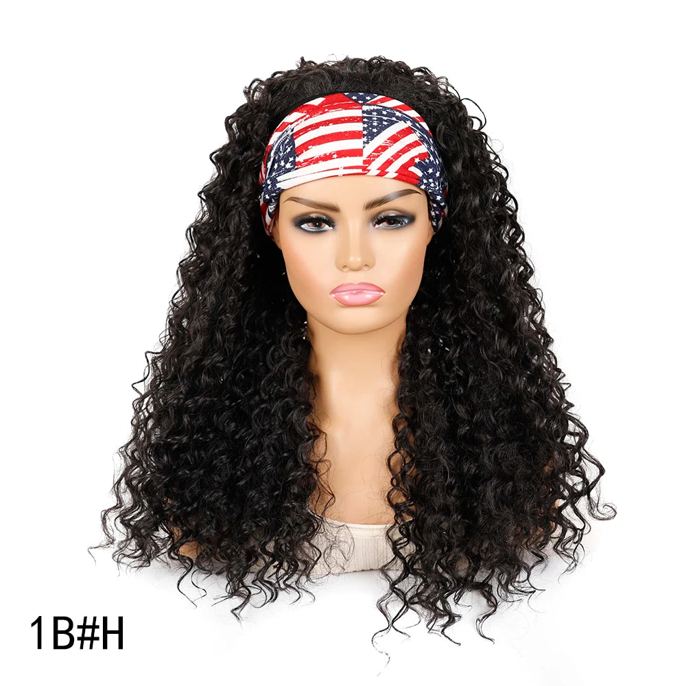 Synthetic Deep Curly Wigs Headband Wig Female Black/613/27/99J Blonde Wig Women Headband Wigs