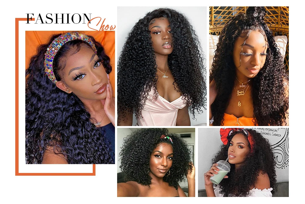 Afro Curly Blend & Secure Drawstringhalf Wig 4C Kinky Human Hair 3/4