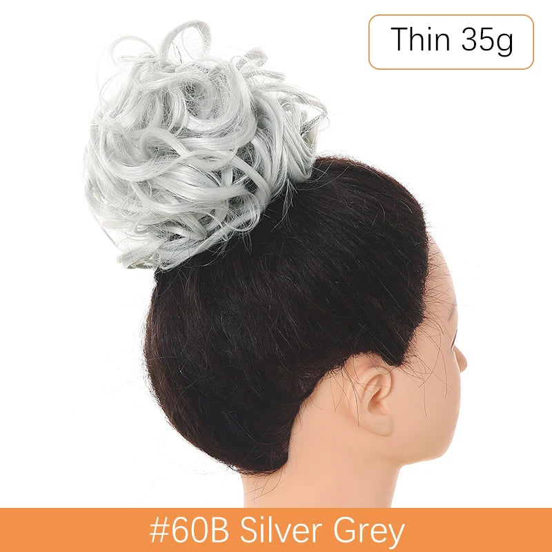 Synthetic Messy Bun Chignon Scrunchies, Wrap Curly Ponytail Hairpiece