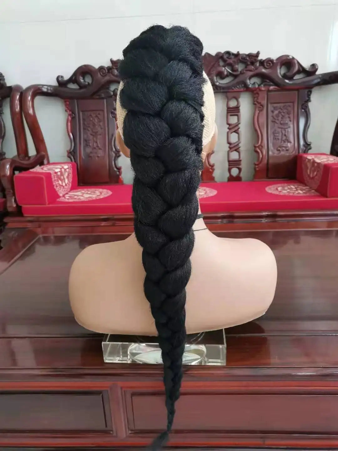 Synthetic Braided Ponytail Hair Extensions Long Length Braids Clip in Hairpieces To