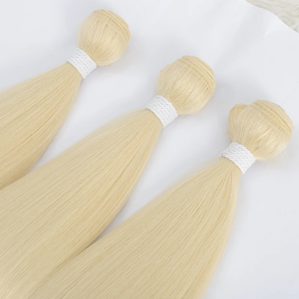 Bone Straight Hair Bundles Salon Natural Extensions Fake Fibers Super Long Synthetic
