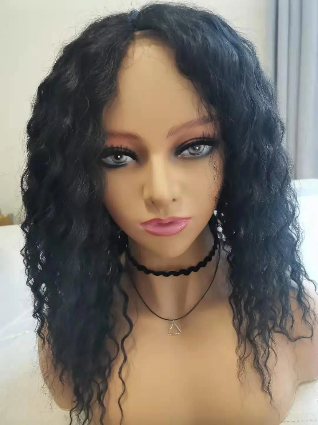 Lace Part Wig Machine Made Natural Wave Premium Mixed Chinese Human Hair Non-Remy Wigs 18Inch