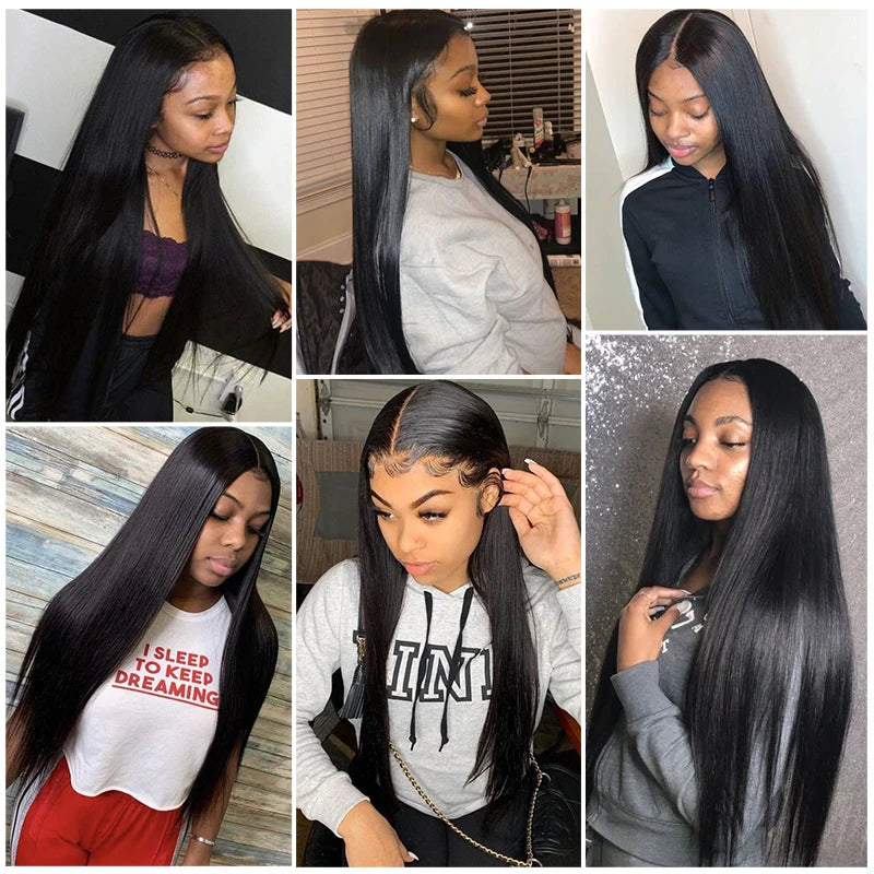Bone Straight Human Hair Bundles with HD Lace Frontal and Closure
