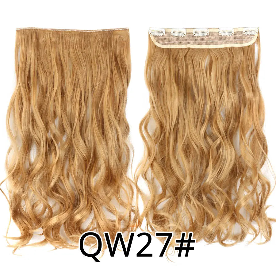 Synthetic 22Inch Clips in Hair Extension Long Straight 5Clip Ombre Black Brown