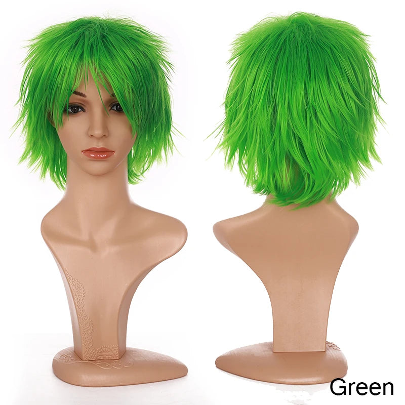 Synthetic Wig Cosplay White Red Green Blue Pink Yellow Hair Short Layer