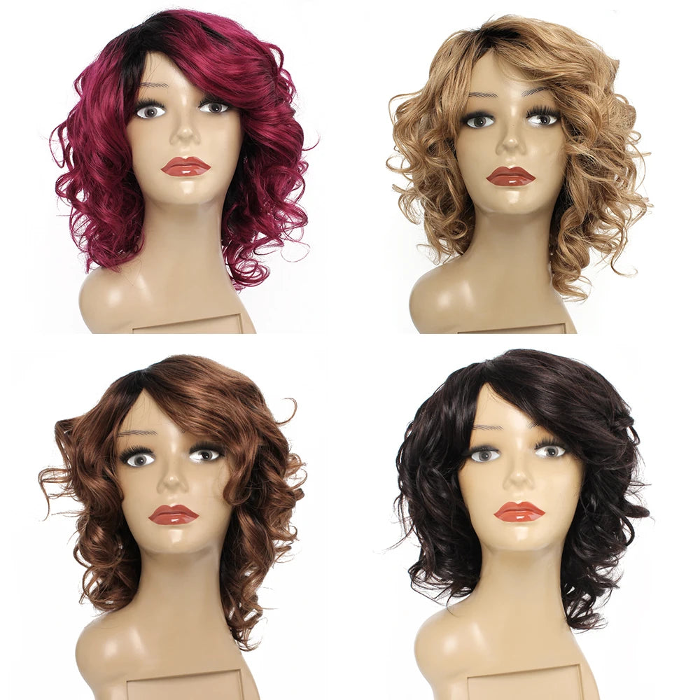 Short Full Wig, 100% Human Hair Body Wave Romance Curl Loose Style