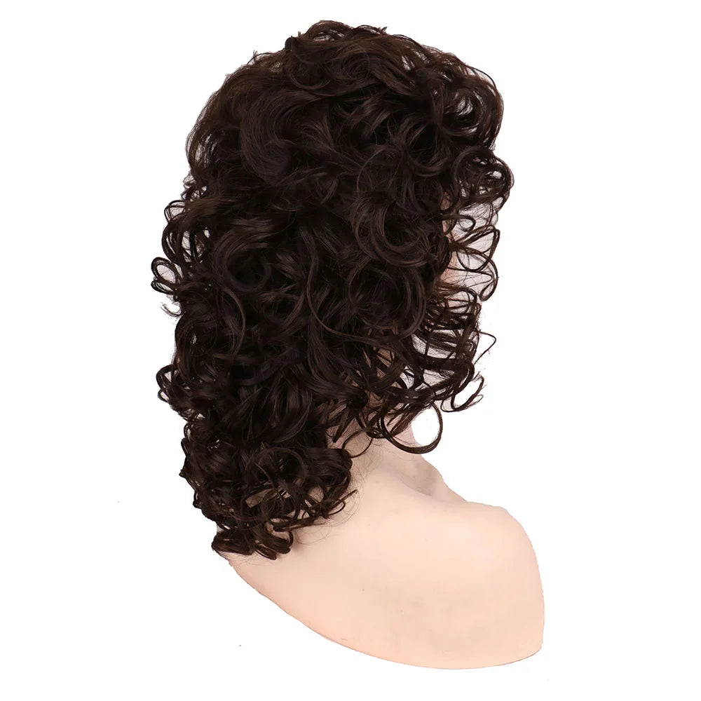 Classic Curly Wig Hair Synthetic Natural Cosplay Brown WIth Blonde Heat Resistant Daily Wigs