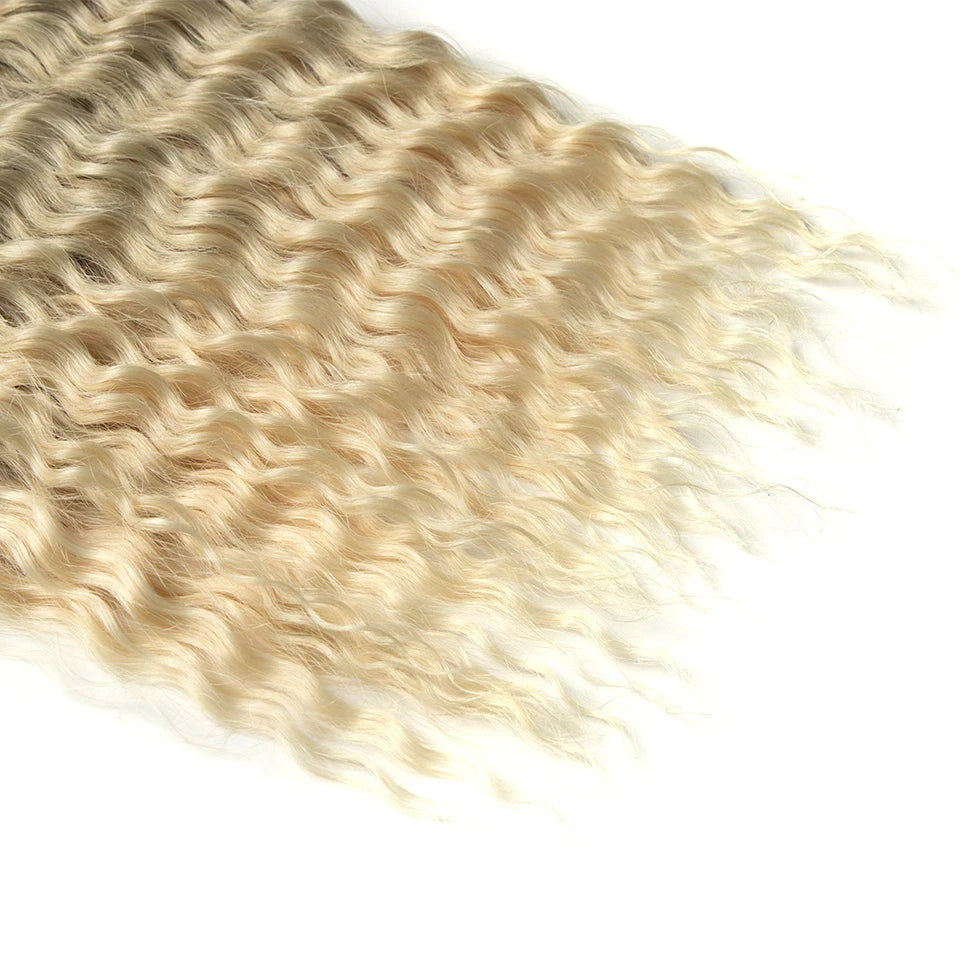 Synthetic Twist Crochet Curly Hair Water Wave Braid Ombre Blonde Brown Deep