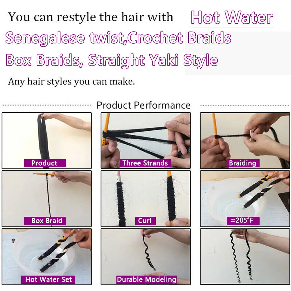 Pre Stretched Braiding Hair Pack Braids Synthetic Extensions Temperature Fiber Support Logo