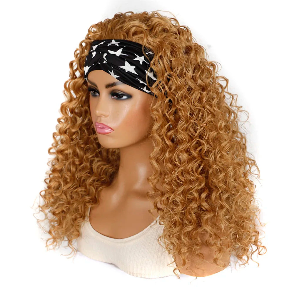 Synthetic Deep Curly Wigs Headband Wig Female Black/613/27/99J Blonde Wig Women Headband Wigs