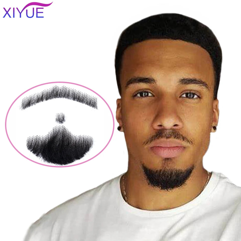 Handmade Real Hair Fake Beard and Moustache for Makeup and Party