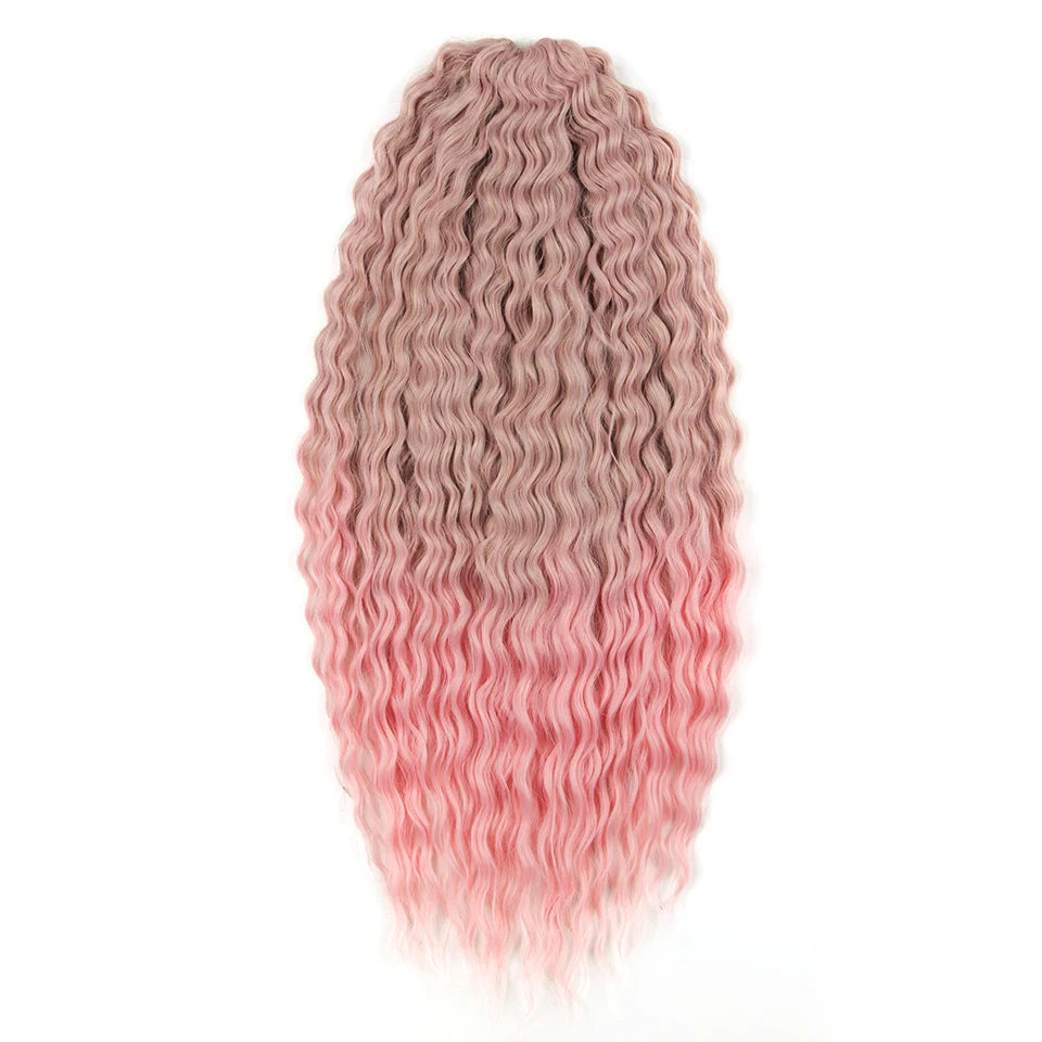 Synthetic Twist Crochet Curly Hair Water Wave Braid Ombre Blonde Brown Deep