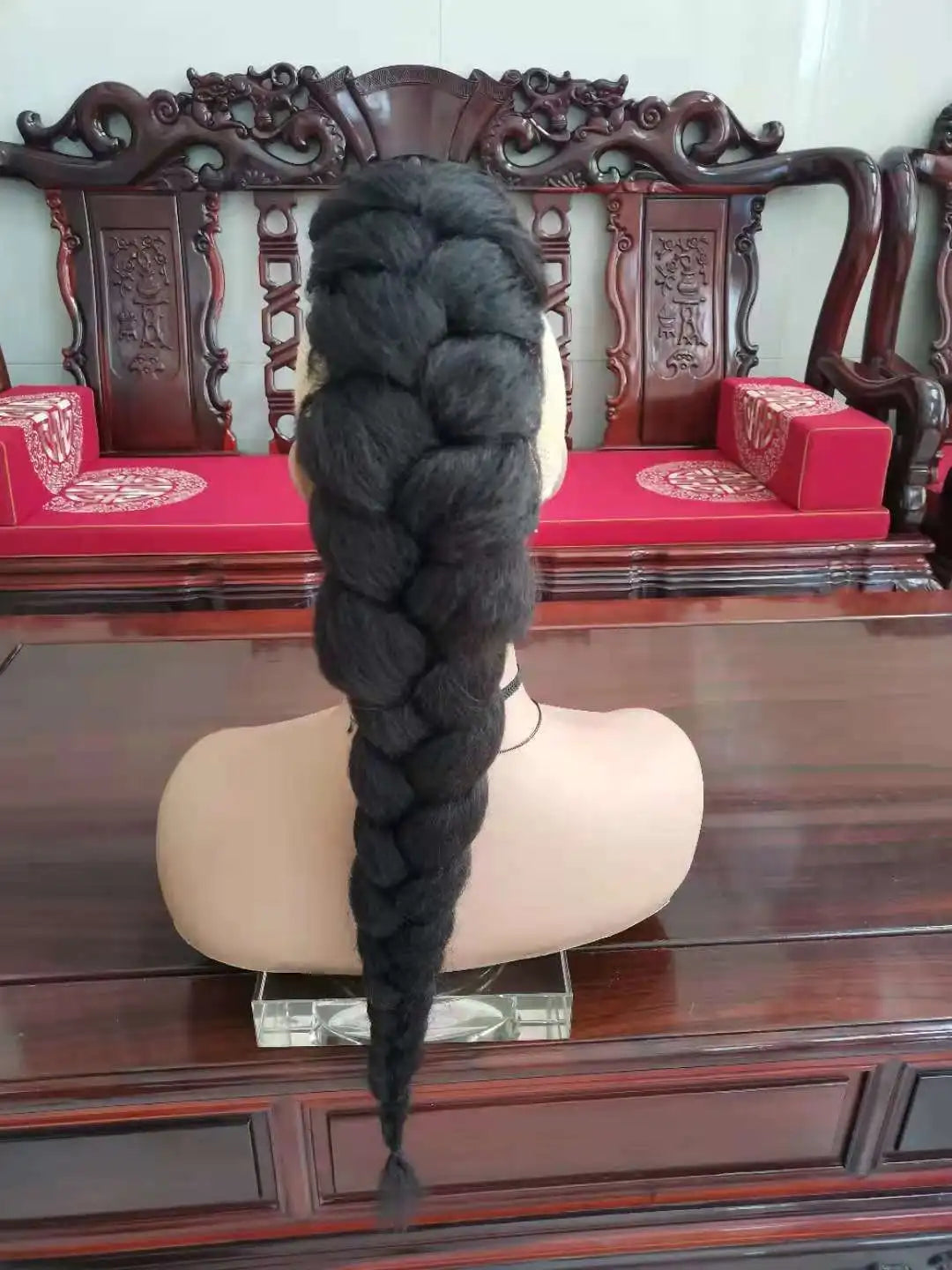 Synthetic Braided Ponytail Hair Extensions Long Length Braids Clip in Hairpieces To