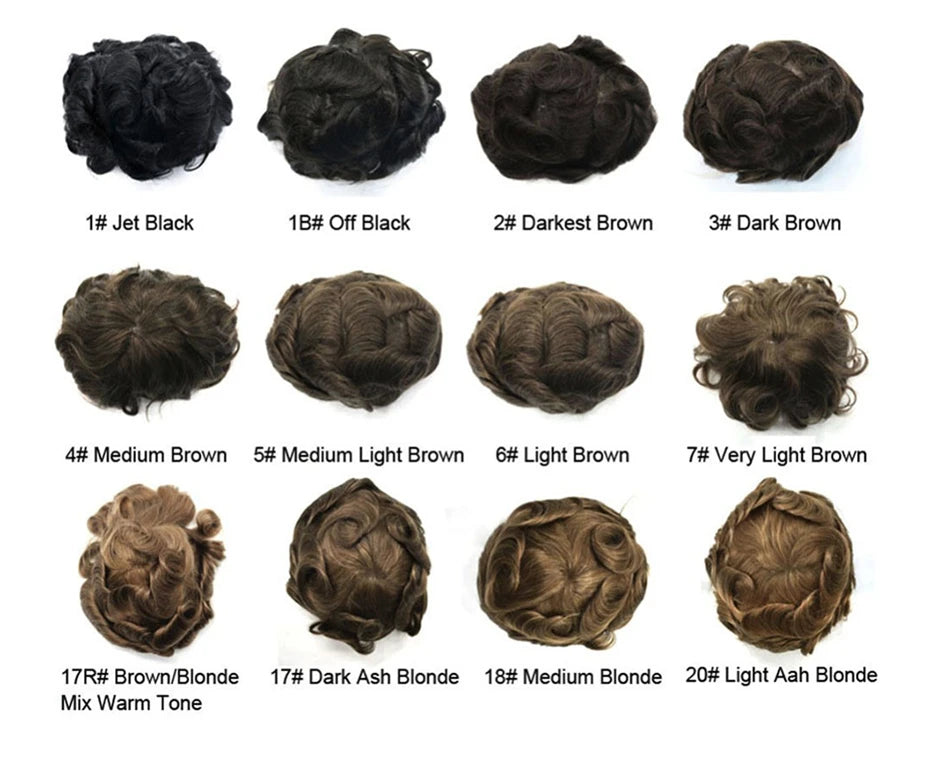 Human Hair Men's Wigs Skin PU Toupee Capillary Prosthesis Unit Replacement System