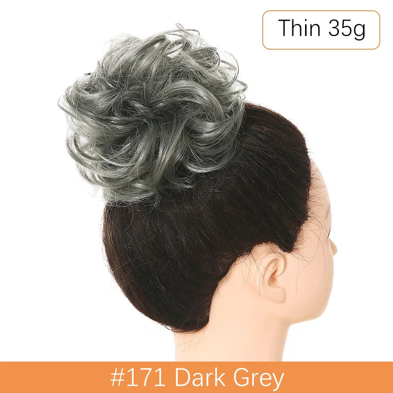 Synthetic Messy Bun Chignon Scrunchies, Wrap Curly Ponytail Hairpiece