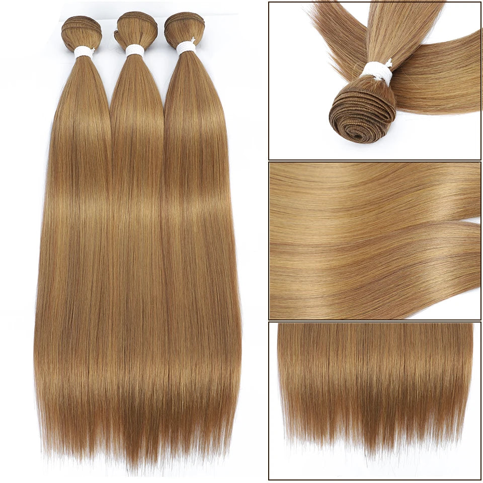 Orange Bone Straight Hair Bundles 24-32 Natural Weaving Bio Synthetic Bug Fancy