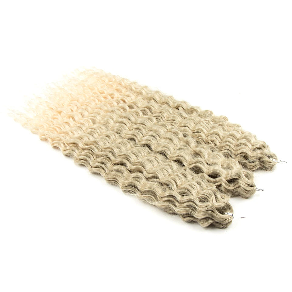 Synthetic Twist Crochet Curly Hair Water Wave Braid Ombre Blonde Brown Deep