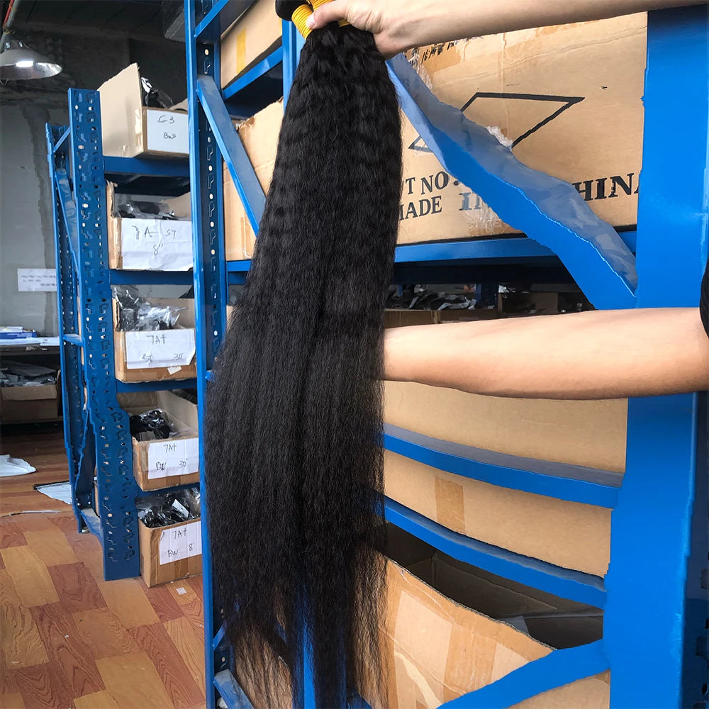 Kinky Straight Human Hair Bundles Indian Yaki Sew-in Weaves