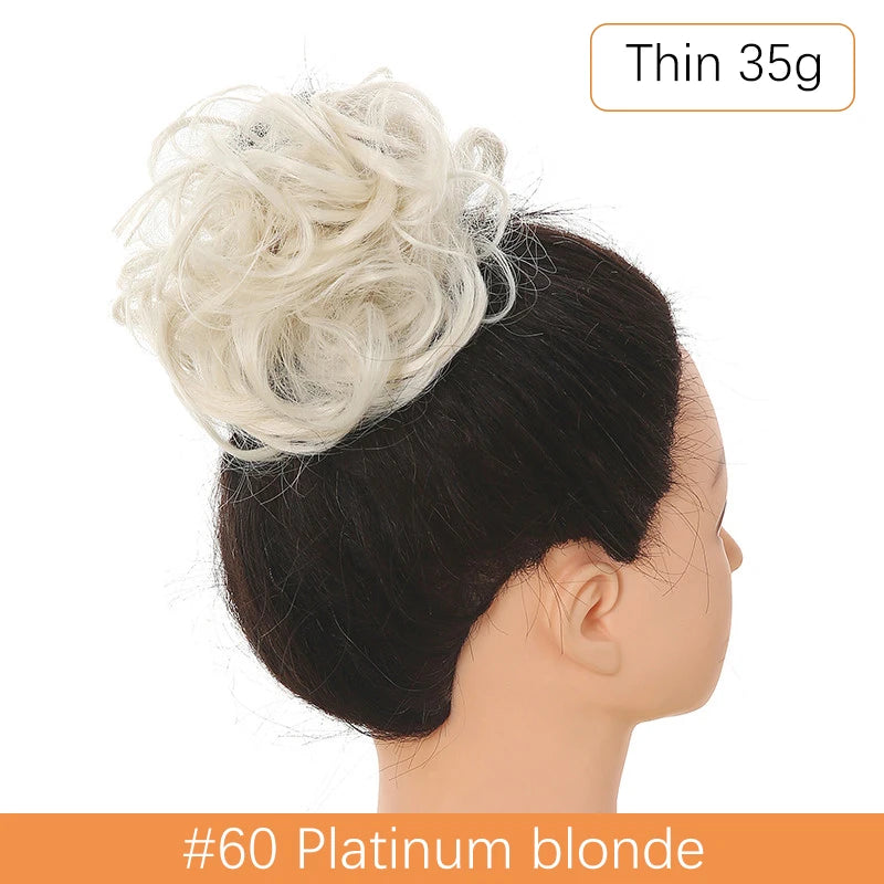 Synthetic Messy Bun Chignon Scrunchies, Wrap Curly Ponytail Hairpiece