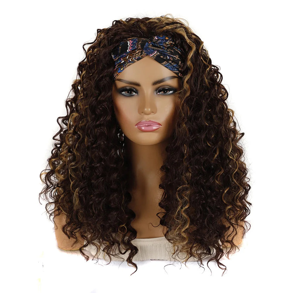 Synthetic Deep Curly Wigs Headband Wig Female Black/613/27/99J Blonde Wig Women Headband Wigs
