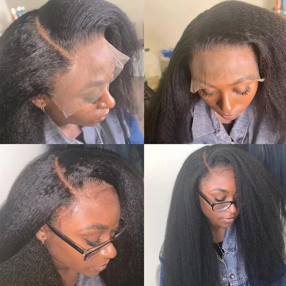 13x4 Transparent Lace Frontal Wig Human Hair Kinky Straight Closure Brazilian Curly