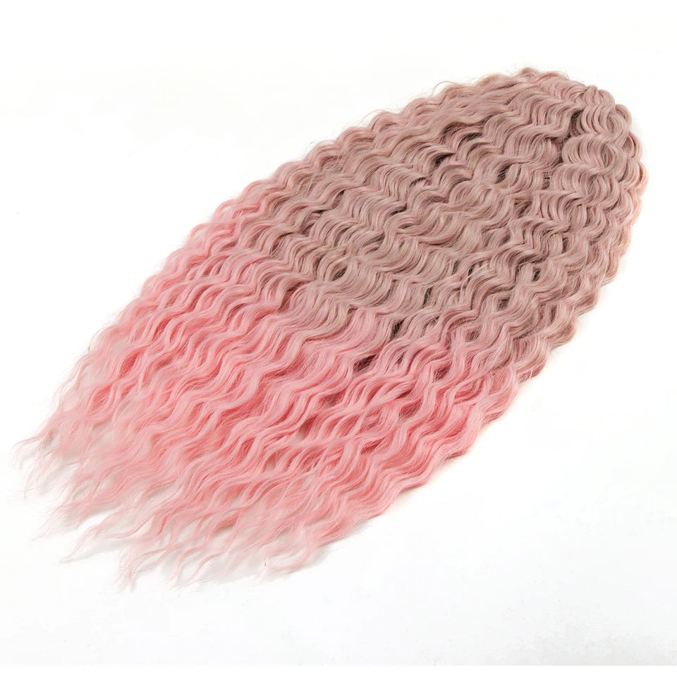 Synthetic Twist Crochet Curly Hair Water Wave Braid Ombre Blonde Brown Deep