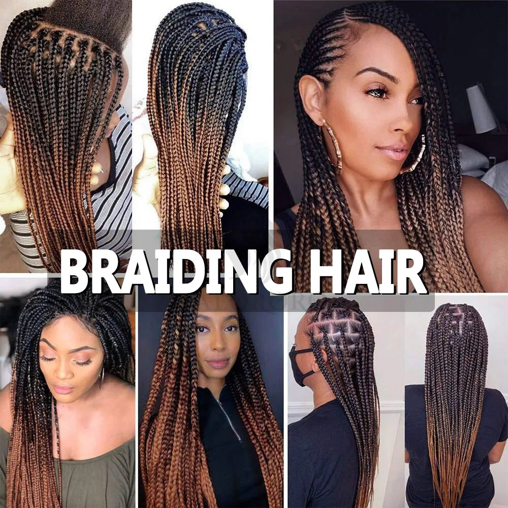 16/20/22/26/30/42 Braiding Hair Pre Stretched Long Boho Knotless Braids Synthetic Box Extension