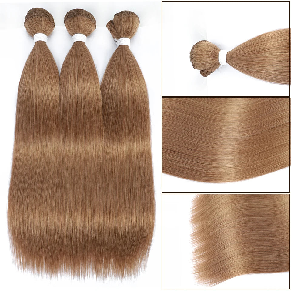 Orange Bone Straight Hair Bundles 24-32 Natural Weaving Bio Synthetic Bug Fancy