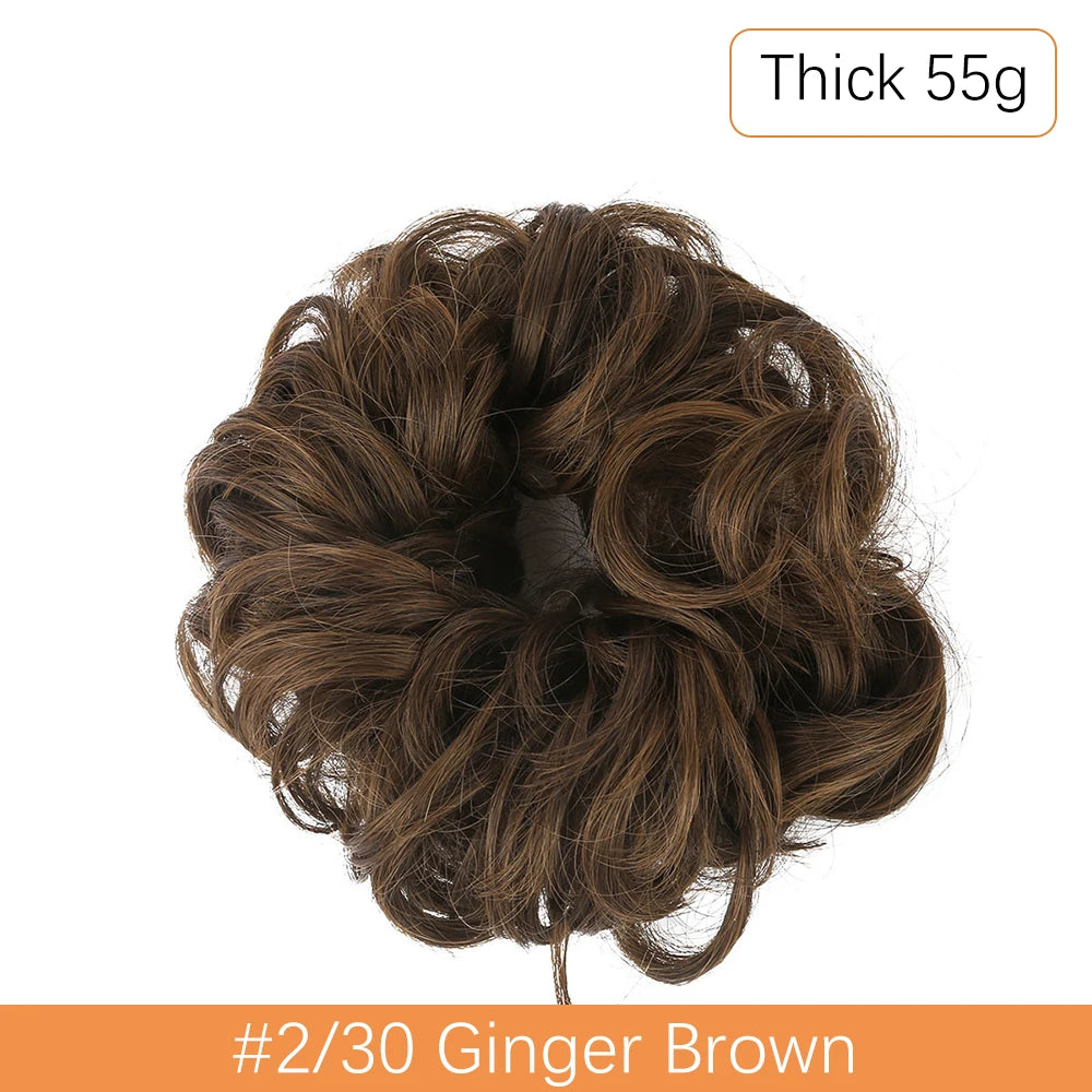 Synthetic Messy Bun Chignon Scrunchies, Wrap Curly Ponytail Hairpiece
