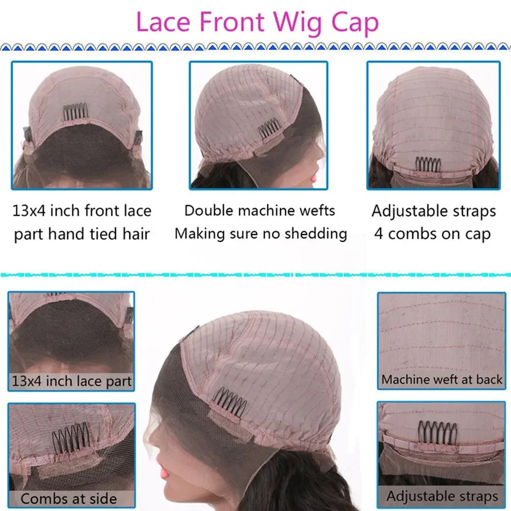 Frontal Lace Wigs, 100% Virgin Human Hair Brunette Brown Highlights Deep Curly