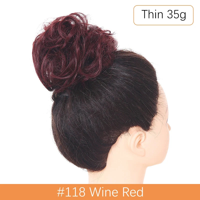 Synthetic Messy Bun Chignon Scrunchies, Wrap Curly Ponytail Hairpiece
