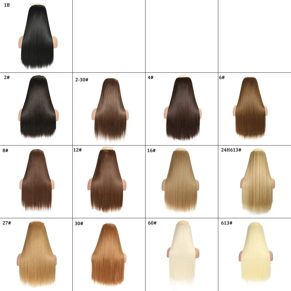 Long Wavy Synthetic 5 Clip In Hair Extensions Black Orange Heat Resistant Hairpieces