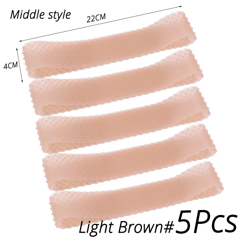 5Pcs/Lot Silicone Wig Grip Band Transparent Brown Silicone Sweatproof Seamless Wig Headbands Unisex Drop-Shaped Elastic Band