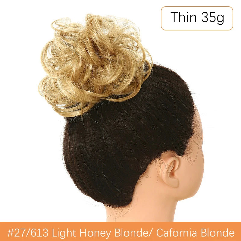 Synthetic Messy Bun Chignon Scrunchies, Wrap Curly Ponytail Hairpiece