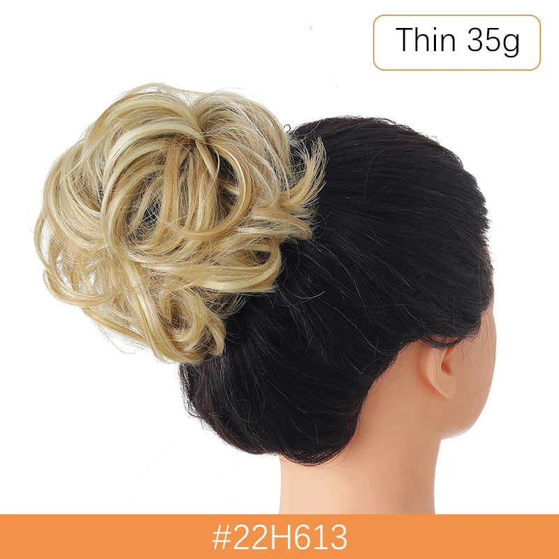 Synthetic Messy Bun Chignon Scrunchies, Wrap Curly Ponytail Hairpiece