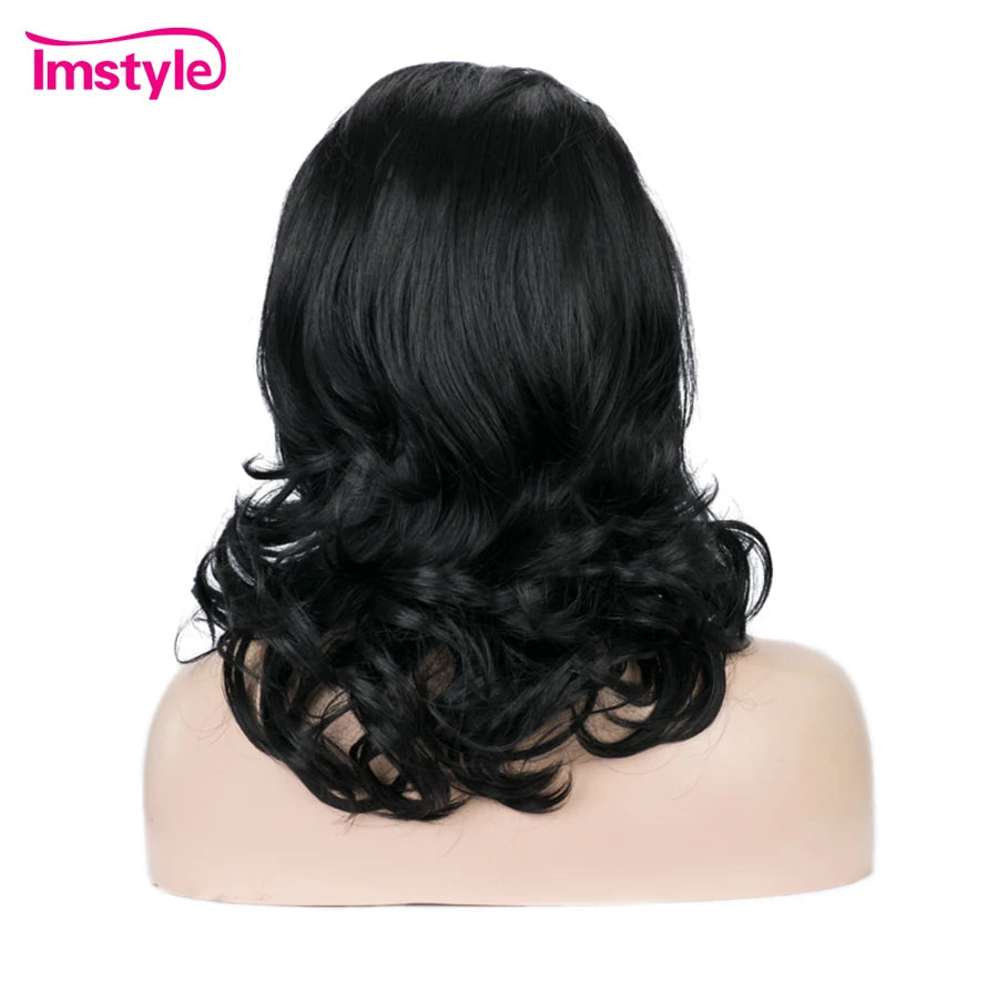 Black Short Synthetic Lace Front Wig, Heat Resistant Fiber, Cosplay and Daily, Natural Hairline