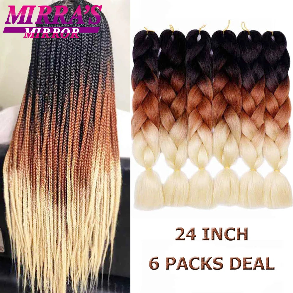 Ombre Jumbo Braiding Hair, Synthetic, 24 Inch, 6-Pack