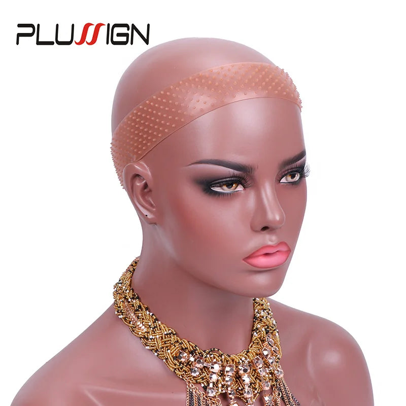 5Pcs/Lot Silicone Wig Grip Band Transparent Brown Silicone Sweatproof Seamless Wig Headbands Unisex Drop-Shaped Elastic Band