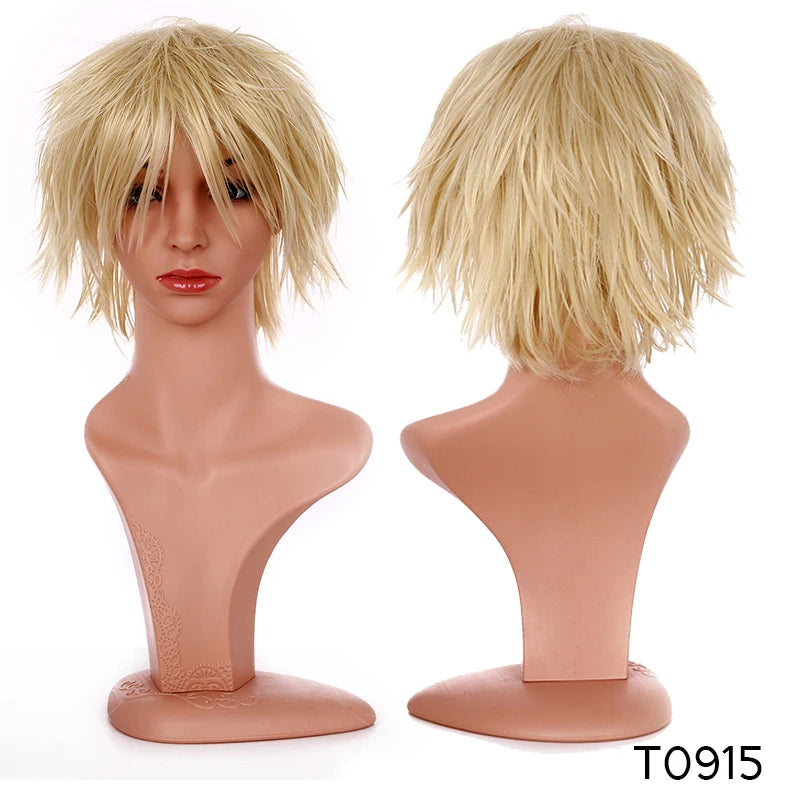 Synthetic Wig Cosplay White Red Green Blue Pink Yellow Hair Short Layer