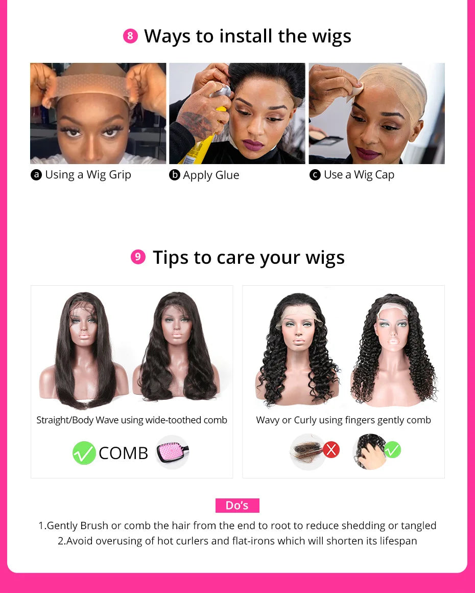 Body Wave Human Hair Wigs Bangs Brazilian Pre Plucked Full Machine Made