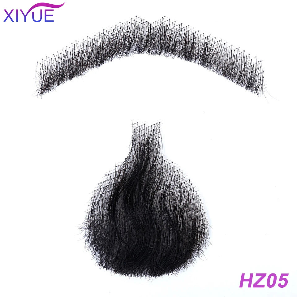 Handmade Real Hair Fake Beard and Moustache for Makeup and Party